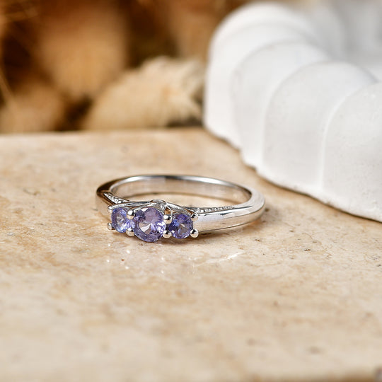 D'Joy Tansanit Ring 925 Silber Platiniert (Größe 21.00) ca. 0,54 ct