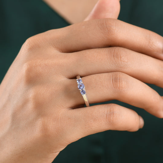 D'Joy Tansanit Ring 925 Silber Platiniert (Größe 21.00) ca. 0,54 ct