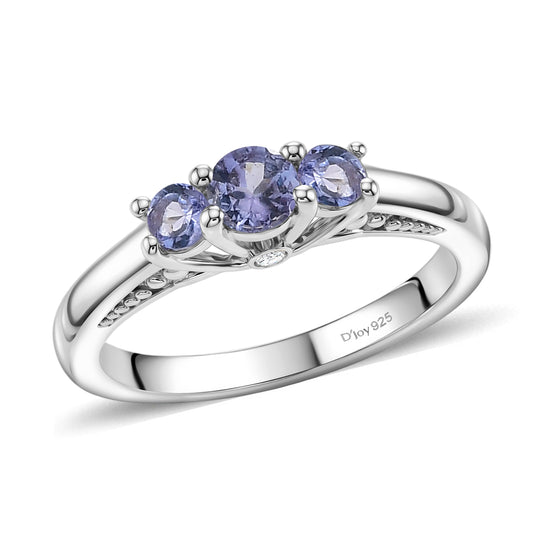 D'Joy Tansanit Ring 925 Silber Platiniert (Größe 21.00) ca. 0,54 ct