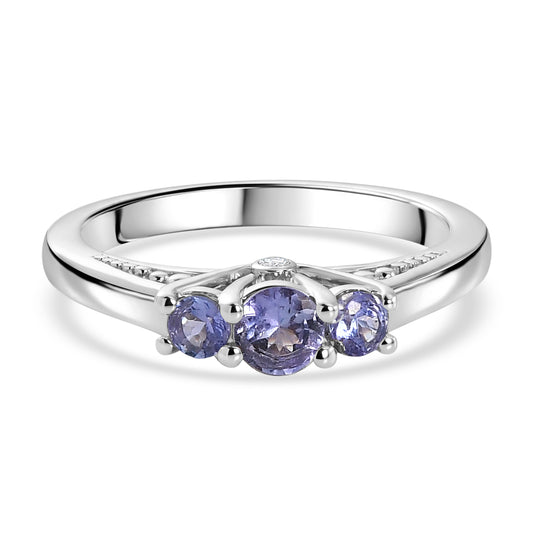 D'Joy Tansanit Ring 925 Silber Platiniert (Größe 21.00) ca. 0,54 ct