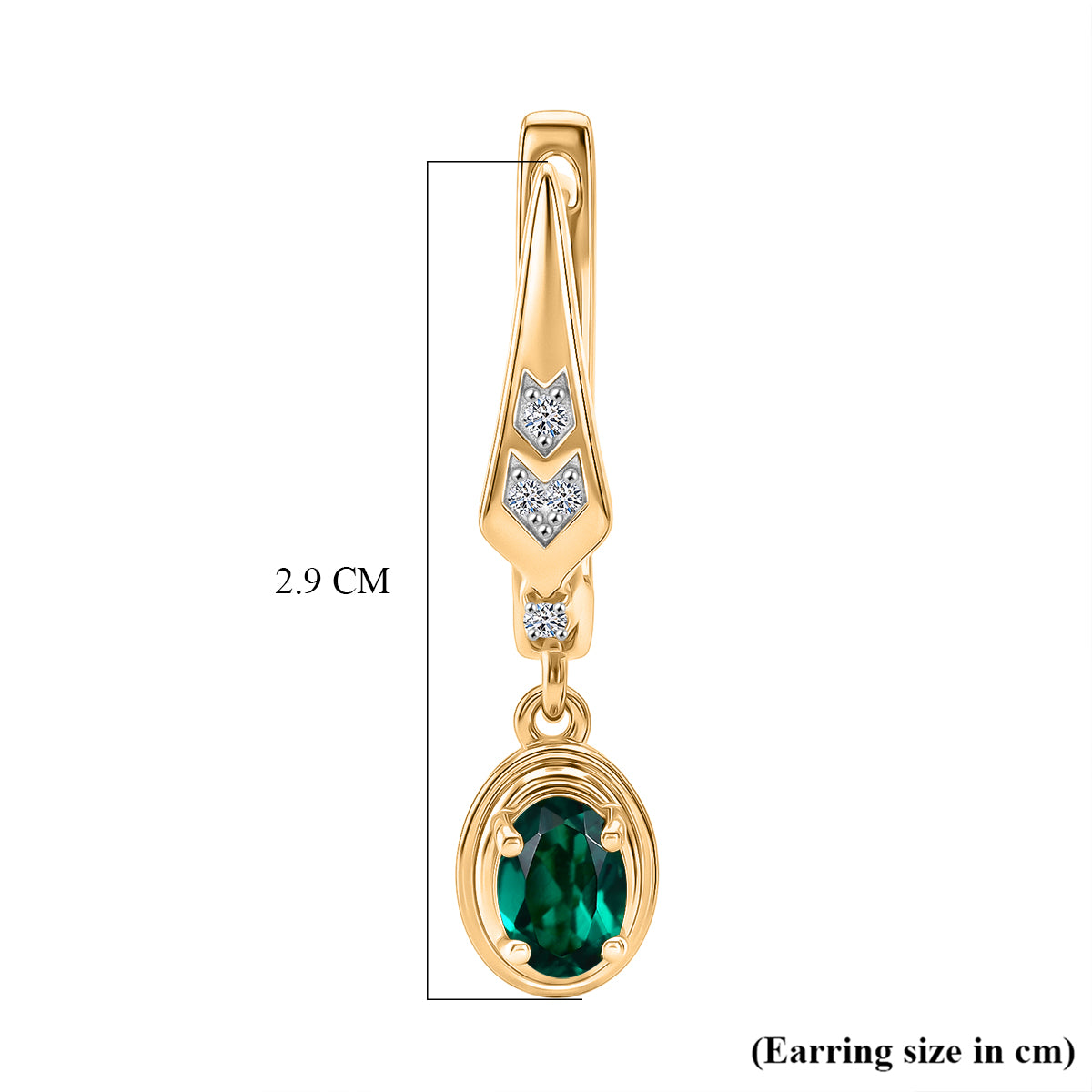 LUXURIANT DIAMOND - AAA Lab Grown Smaragd, Weißer Zirkon Ohrringe 925 Silber 750 Vergoldet ca. 0.96 ct