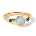 D'Joy AA Natürlicher, äthiopischer Welo Opal, Socoto Smaragd Ring 925 Silber 750 Gelbgold vermeil (Größe 17.00) ca. 0,64 ct