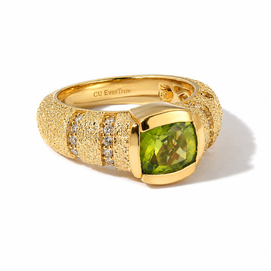 EVER TRUE AA Natürlicher Peridot, Weißer Zirkon Ring 950 Kupfer (Größe 19.00) ca. 2.53 ct