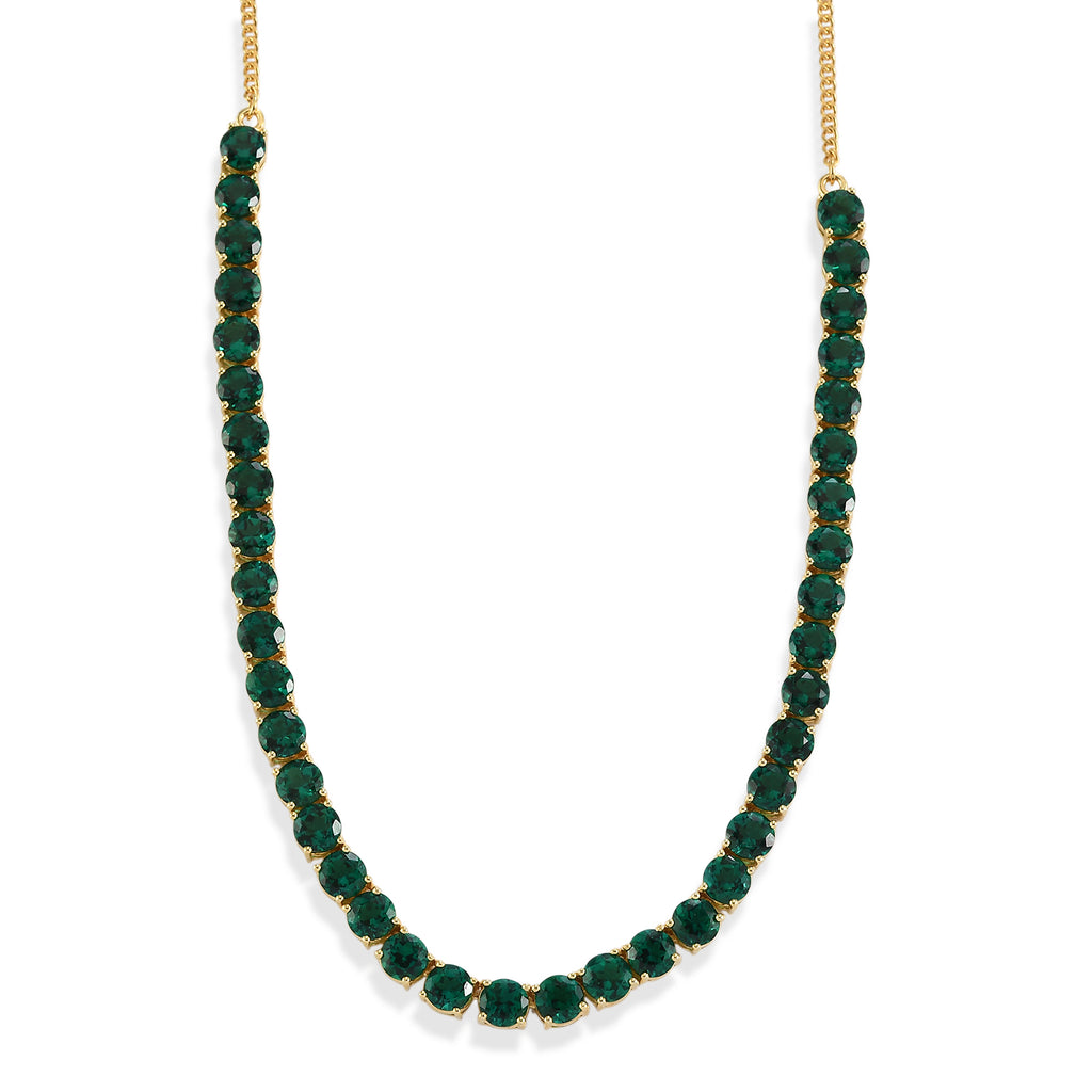 LUXURIANT DIAMOND - AAA Lab Grown Smaragd Halskette ca. 45 cm 925 Silber 750 Gelbgold vermeil ca. 17,90 ct.