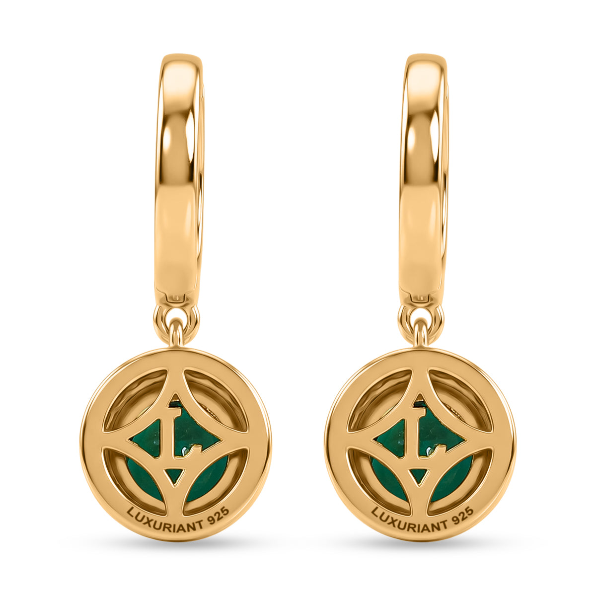 LUXURIANT DIAMOND - AAA Lab Grown Smaragd, Weißer Zirkon Ohrringe 925 Silber 750 Gelbgold vermeil ca. 2,21 ct.