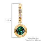 LUXURIANT DIAMOND - AAA Lab Grown Smaragd, Weißer Zirkon Ohrringe 925 Silber 750 Gelbgold vermeil ca. 2,21 ct.