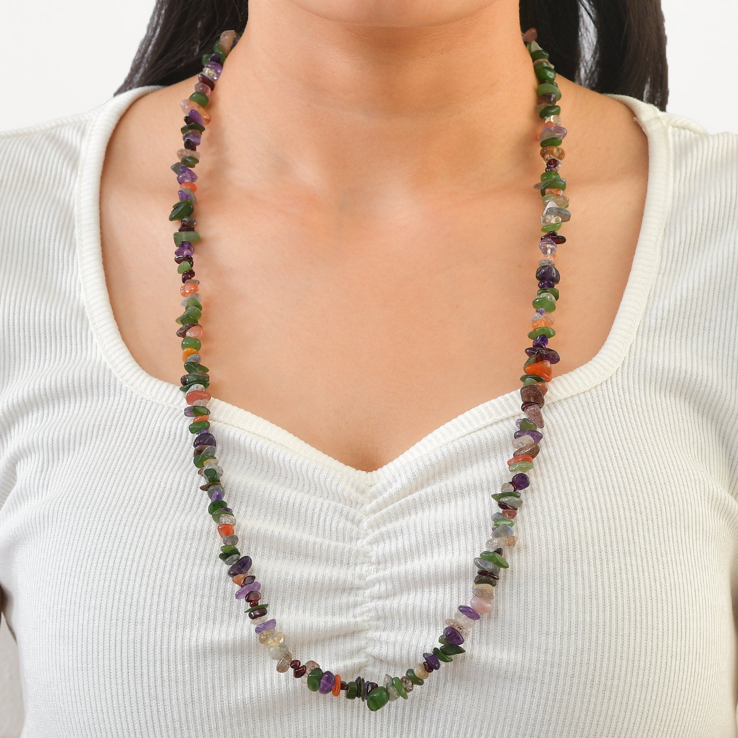 Mehrfarbig Edelsteine Halskette 70 cm ca. 265.00 ct