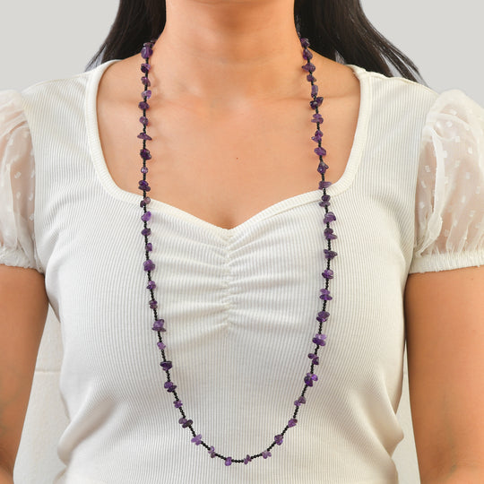 Amethyst, Schwarzer Spinell Halskette 91 cm ca. 240.00 ct
