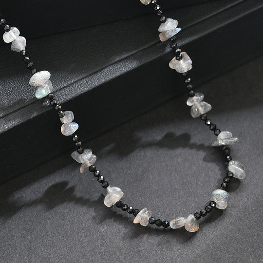 Labradorit, Schwarzer Spinell Halskette 91 cm ca. 240.00 ct