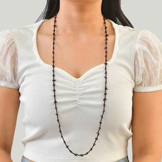 Roter Granat, Schwarzer Spinell Halskette 91 cm ca. 240.00 ct