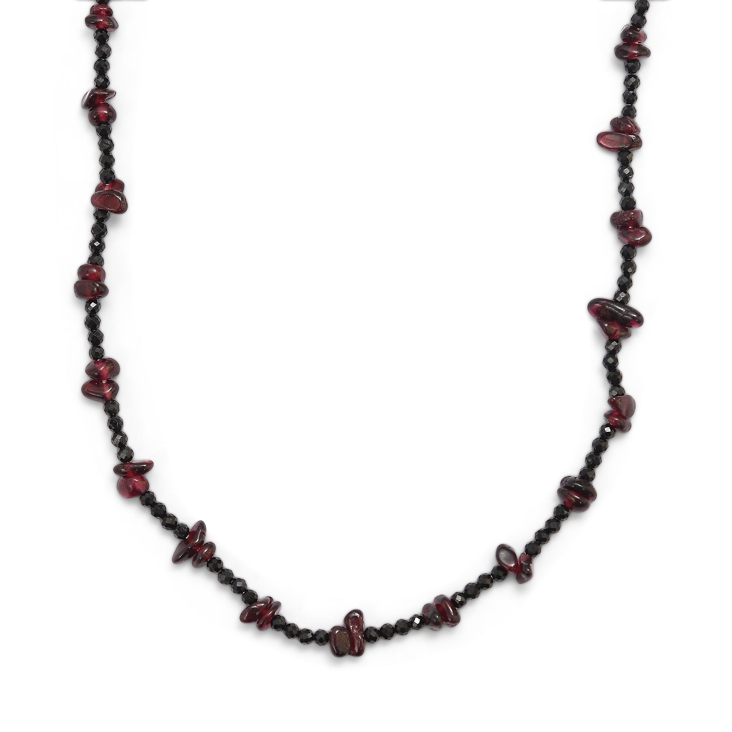 Roter Granat, Schwarzer Spinell Halskette 91 cm ca. 240.00 ct