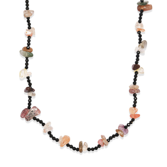 Strahlen Quarz, Schwarzer Spinell Halskette 91 cm ca. 240.00 ct