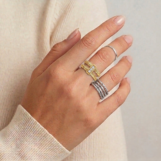 LUXURIANT DIAMOND - Lab Grown Diamant SI-GH Ring 925 Silber Gelbgold Vermeil (Größe 19.00) ca. 0.14 ct