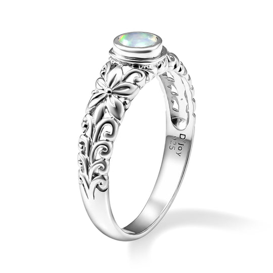 D'Joy AAA Natürlicher, äthiopischer Welo Opal Ring 925 Silber (Größe 20.00) ca. 0,32 ct