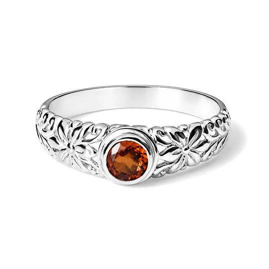 D'Joy AAA Hessonit Granat Ring 925 Silber (Größe 21.00) ca. 0,60 ct