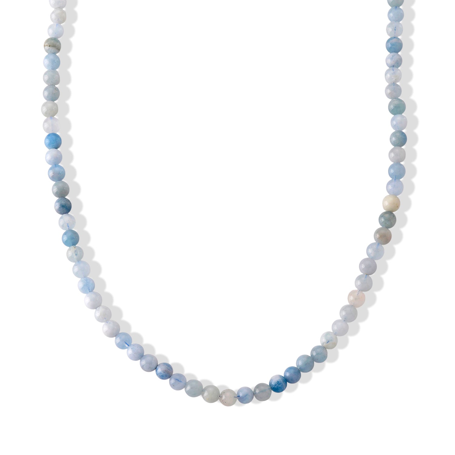 Mehrfarbige Aquamarin 50cm Halskette, Edelstahl - 160 ct.