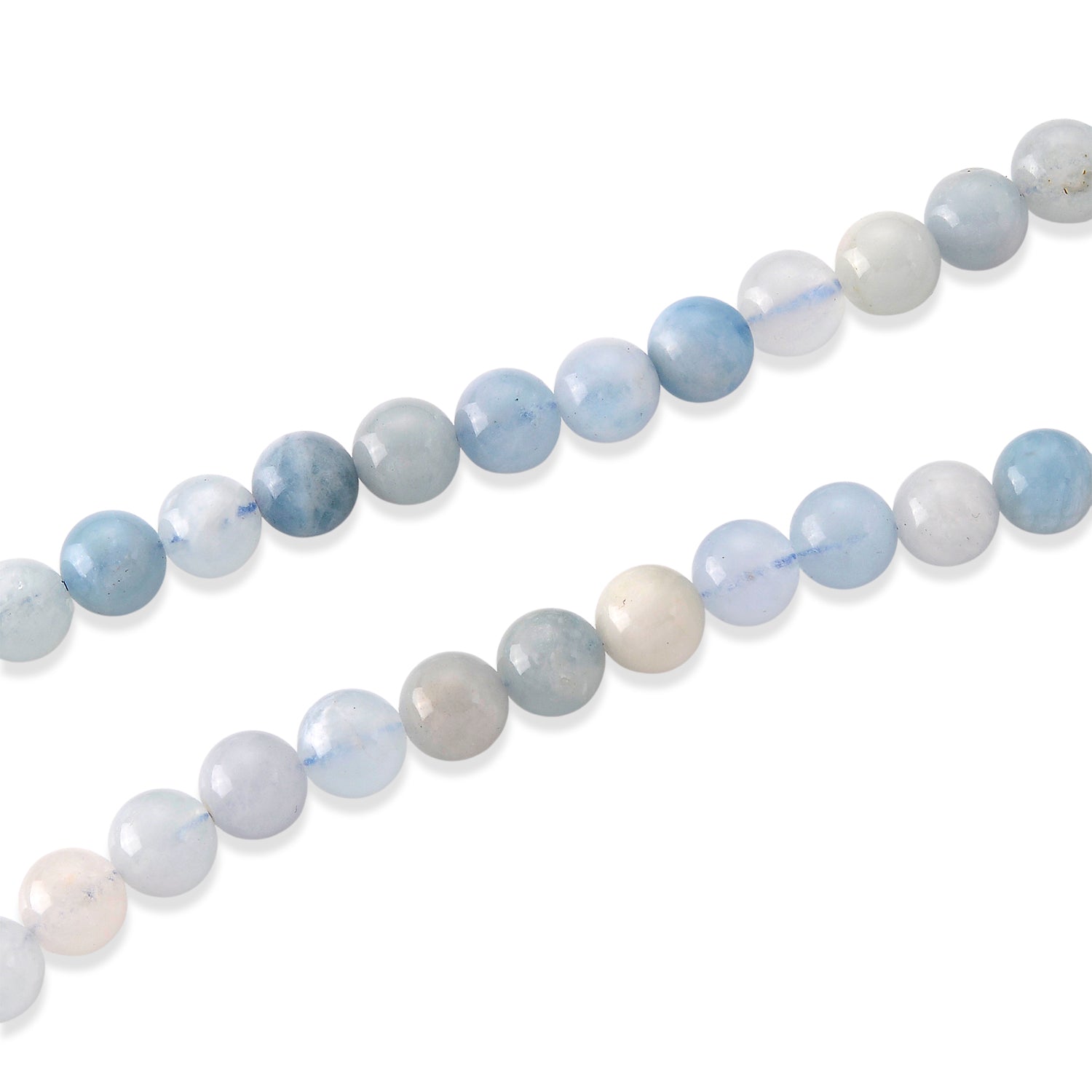 Mehrfarbige Aquamarin 50cm Halskette, Edelstahl - 160 ct.