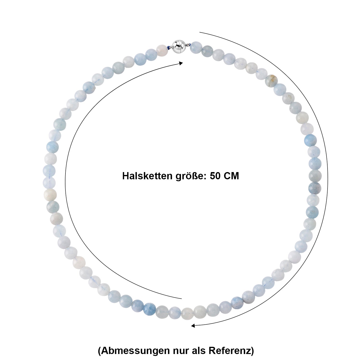 Mehrfarbiger Aquamarin Halskette ca. 50 cm 316L Edelstahl ca. 160,00 ct.