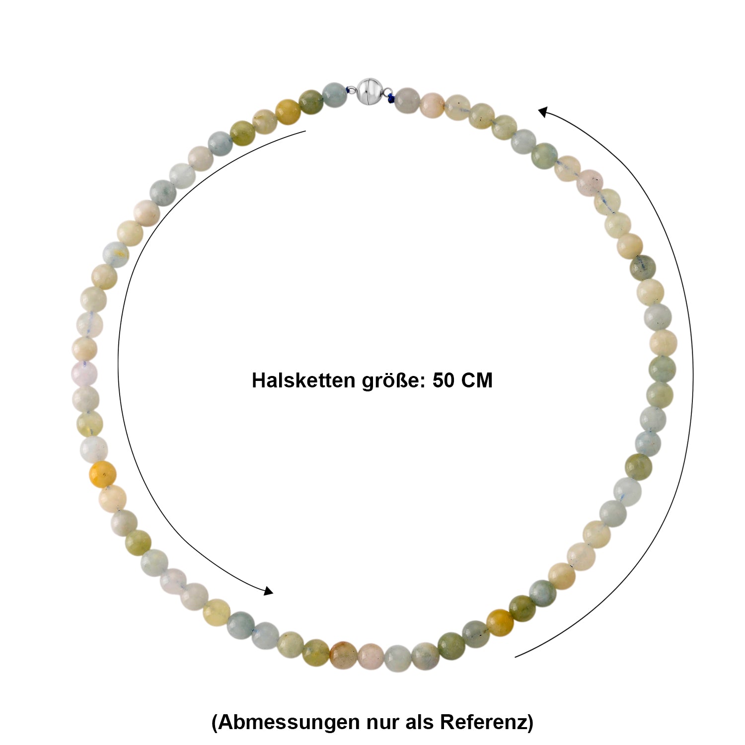 Mehrfarbiger Grün Beryll Halskette ca. 50 cm 316L Edelstahl ca. 160,00 ct.