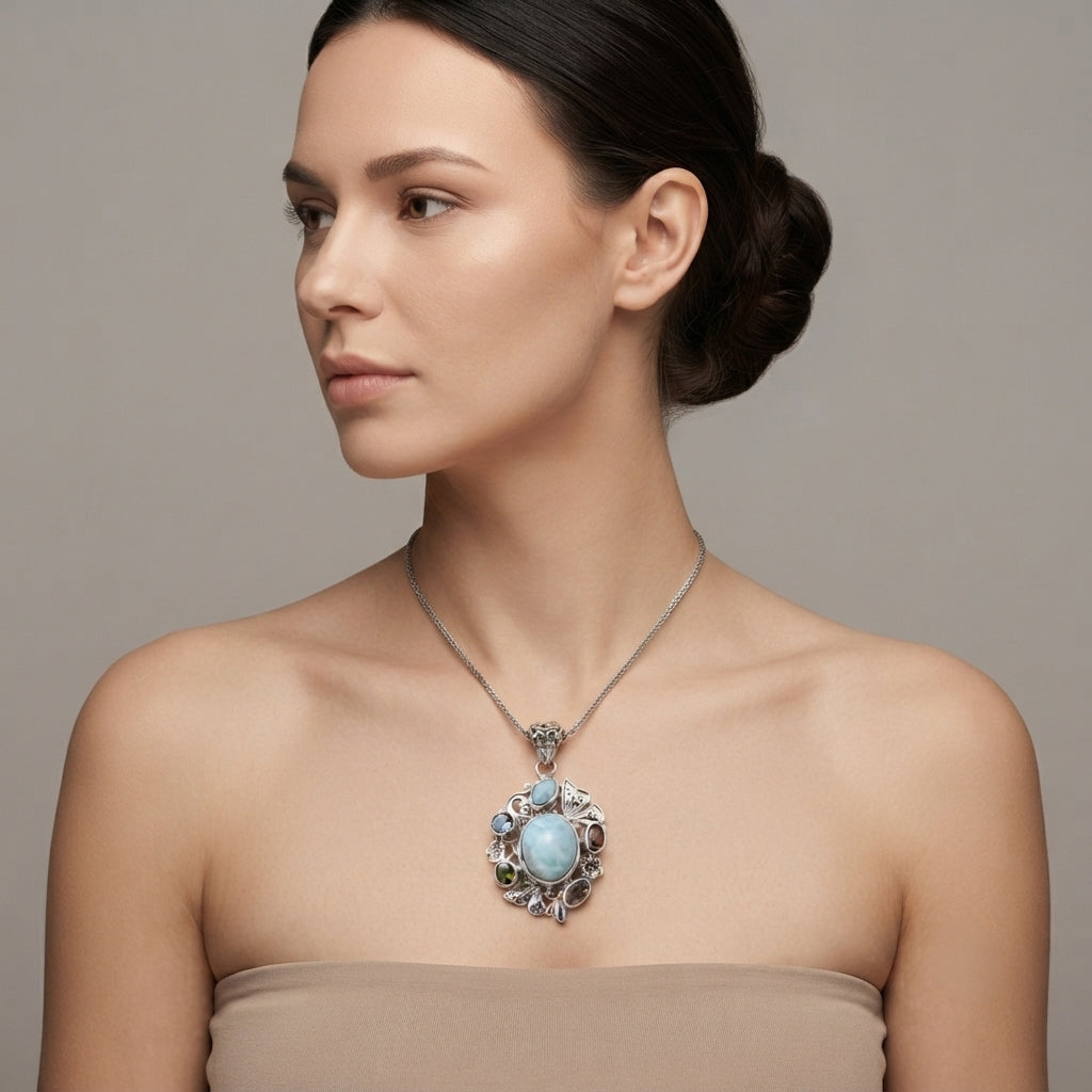 D'Joy AA Larimar Anhänger 925 Silber ca. 7.83 ct