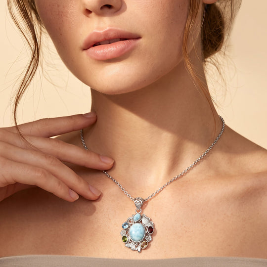 D'Joy AA Larimar Anhänger 925 Silber ca. 7.83 ct