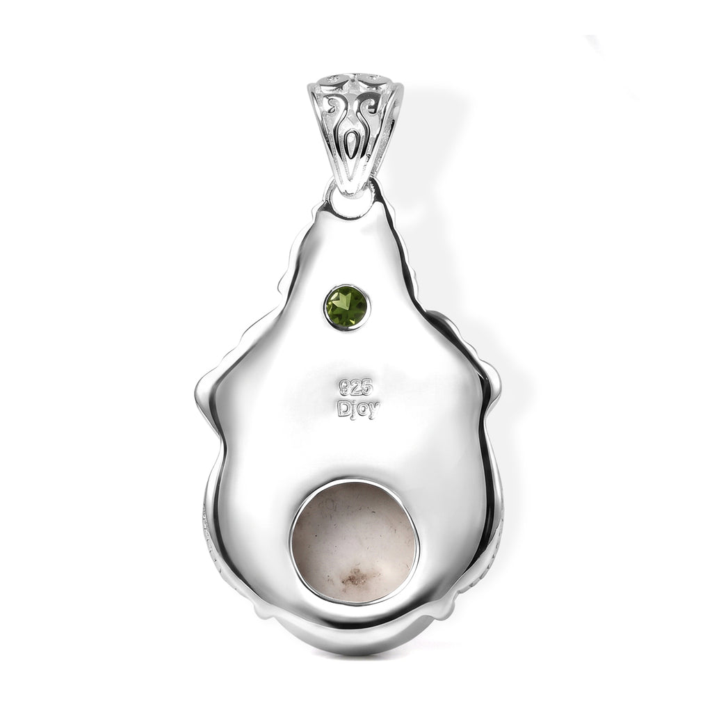 D'Joy Ox Bone, Peridot Anhänger 925 Silber ca. 5,95 ct.