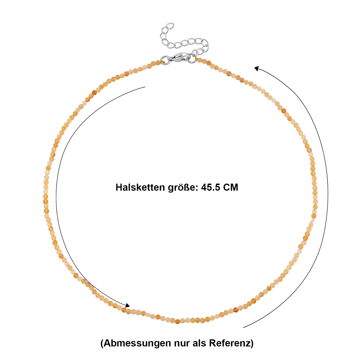 Citrin Halskette ca. 45 cm 316L Edelstahl ca. 21.00 ct