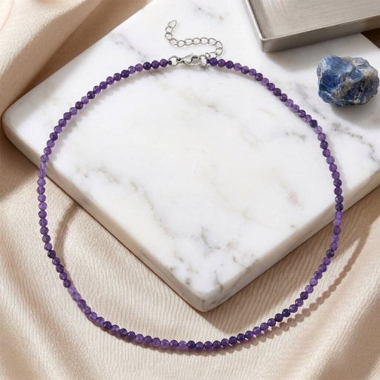 Afrikanischer Amethyst Halskette ca. 45 cm 316L Edelstahl ca. 50.00 ct