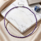 Afrikanischer Amethyst Halskette ca. 45 cm 316L Edelstahl ca. 50.00 ct