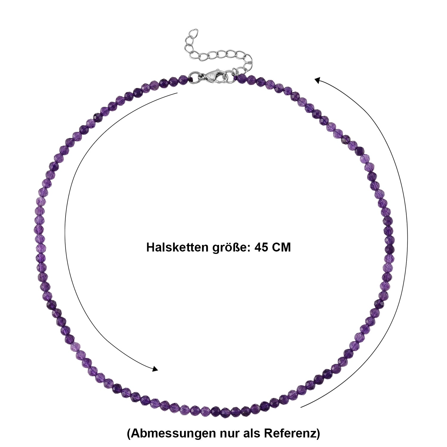 Afrikanischer Amethyst Halskette ca. 45 cm 316L Edelstahl ca. 50.00 ct