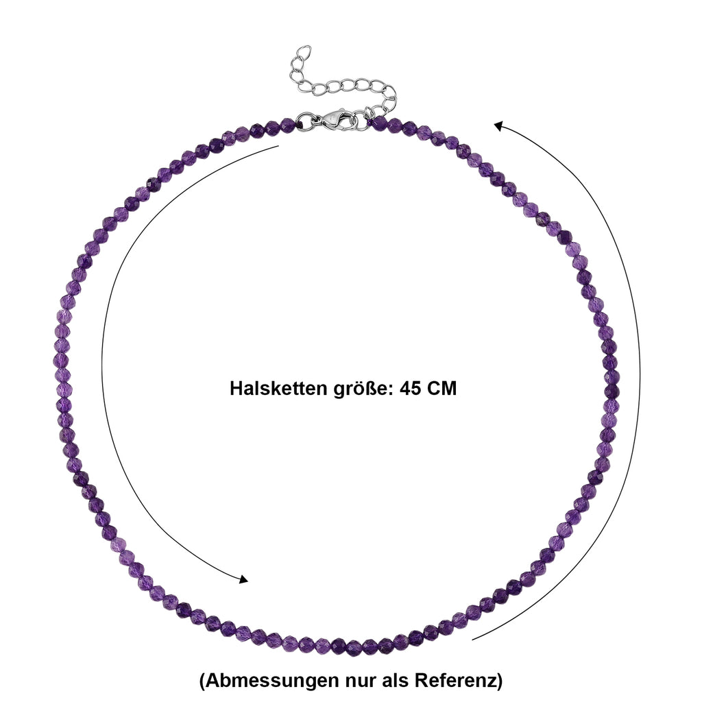Afrikanischer Amethyst Halskette ca. 45 cm 316L Edelstahl ca. 50.00 ct
