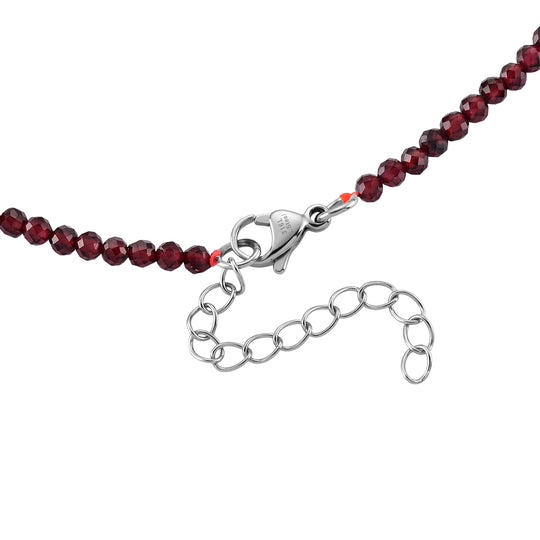 Mosambik Granat Halskette ca. 45 cm 316L Edelstahl ca. 55.00 ct