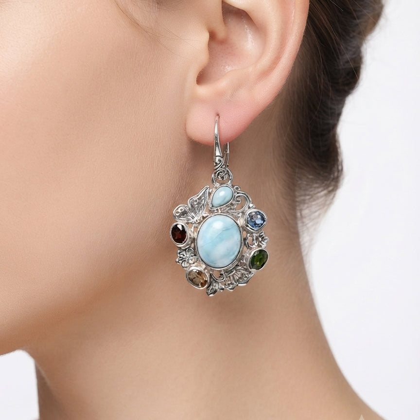 D'Joy AA Larimar Ohrringe 925 Silber ca. 8.52 ct