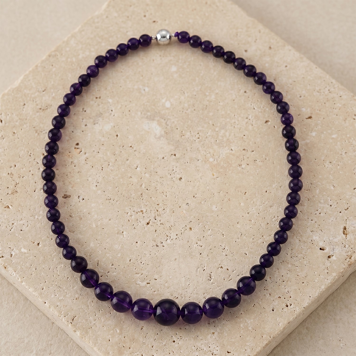 D'Joy Afrikanischer Amethyst Halskette ca. 50 cm 925 Silber Rhodiniert ca. 280,00 ct.