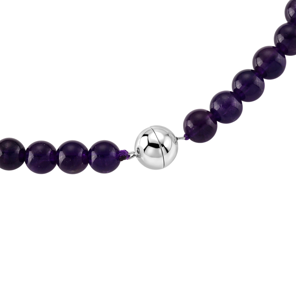 D'Joy Afrikanischer Amethyst Halskette ca. 50 cm 925 Silber Rhodiniert ca. 280,00 ct.