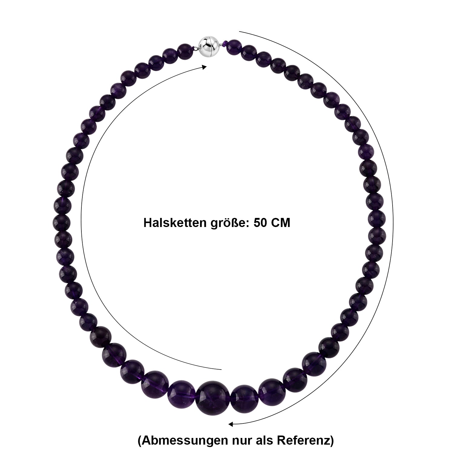 D'Joy Afrikanischer Amethyst Halskette ca. 50 cm 925 Silber Rhodiniert ca. 280,00 ct.