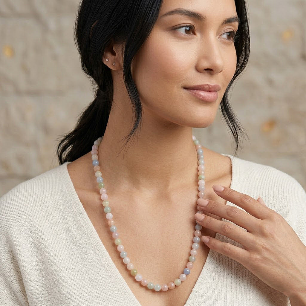D'Joy AA Mehrfarbiger Beryll Halskette ca. 50 cm 925 Silber Rhodiniert ca. 270,00 ct.