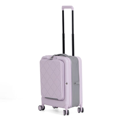 Hartschalen-Handgepäckkoffer, 20 Zoll, Polycarbonat-Schale, 4 Rollen, Teleskopgriff, Polyester-Innenfutter, Grau