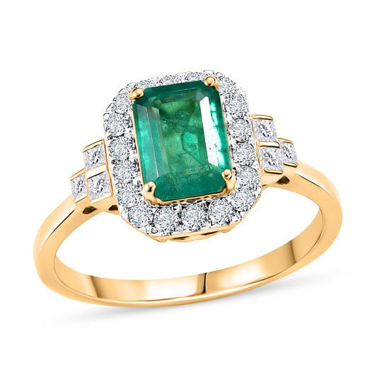 LUXORO AAA Kagem Sambischer Smaragd, Weißer Diamant Ring 417 Gold (Größe 18.00)   (10-16 Werktage Lieferzeit) ca. 2,18 ct