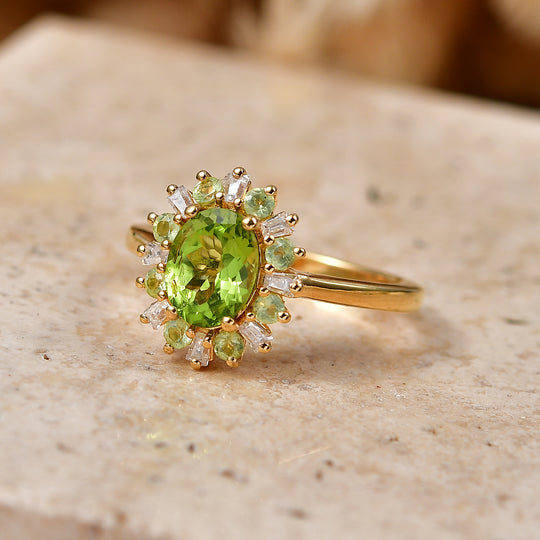 EVER TRUE AA Natürlicher Peridot Ring 950 Kupfer (Größe 21.00) ca. 1.78 ct