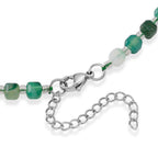Grüner Achat, Glas Halskette ca. Flexibles cm 316L Edelstahl 85.00 ct