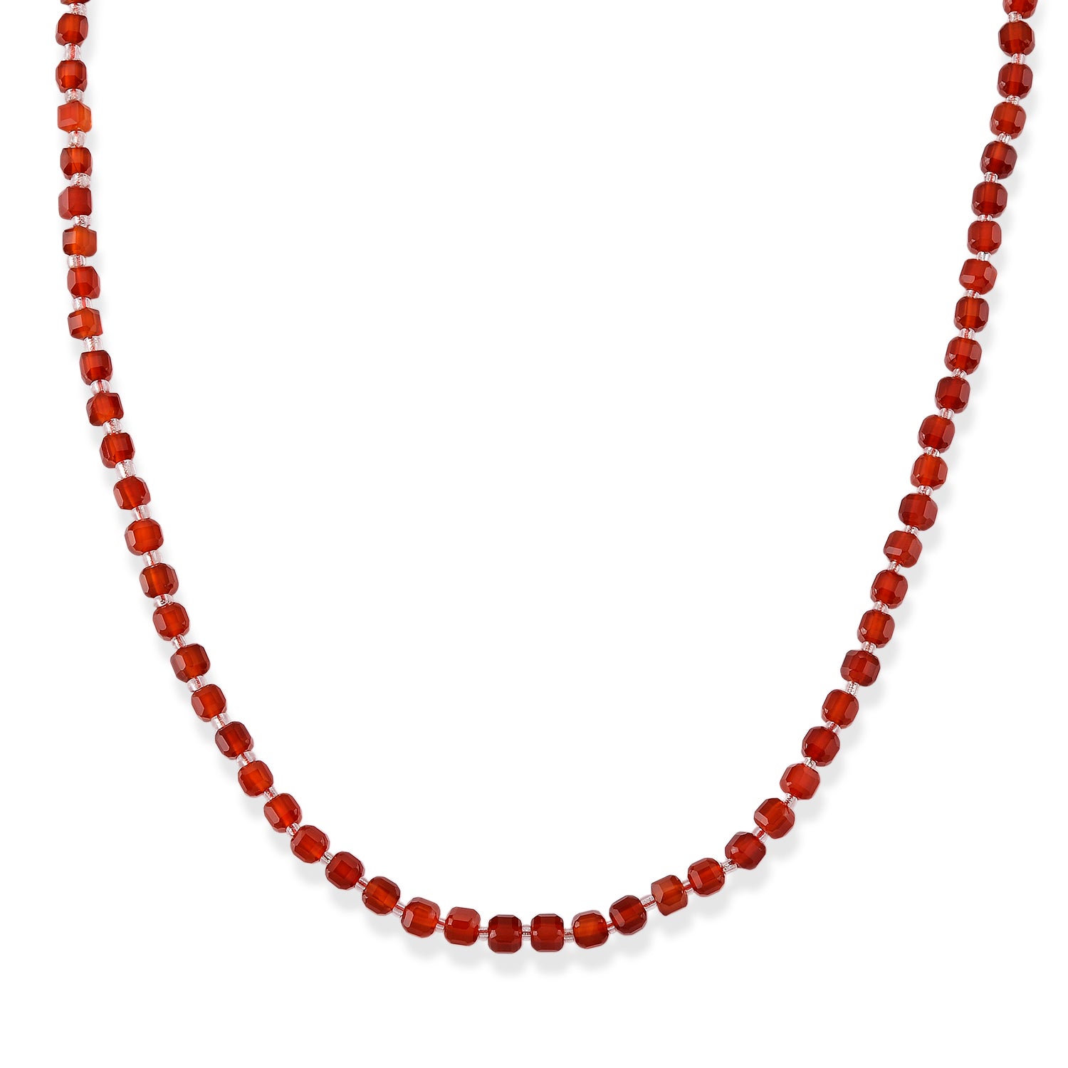 Roter Achat, Glas Halskette, flexibel, 316L Edelstahl 85.00 ct