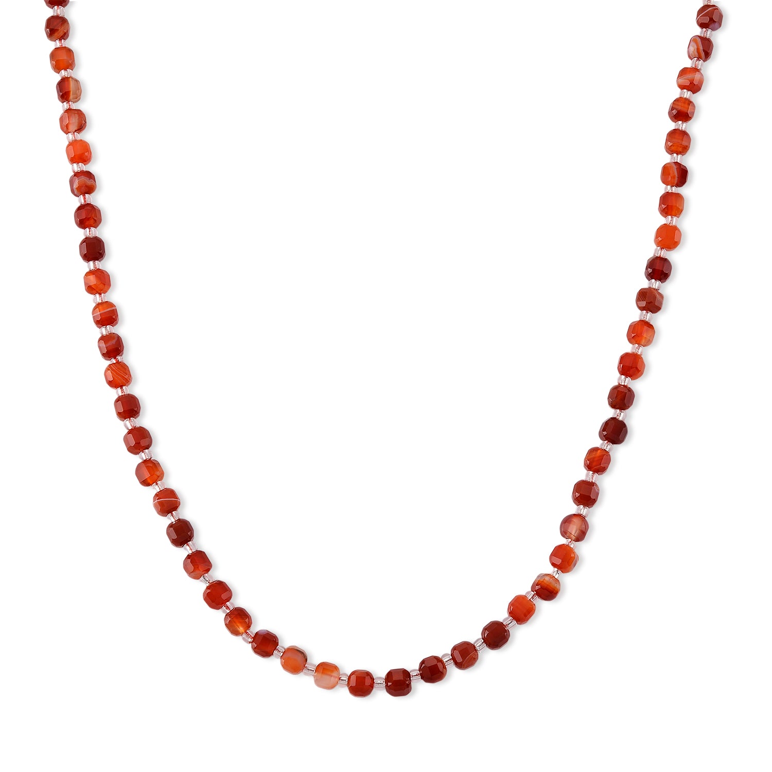Karneol, Glas Halskette, flexibel, 316L Edelstahl 85.00 ct