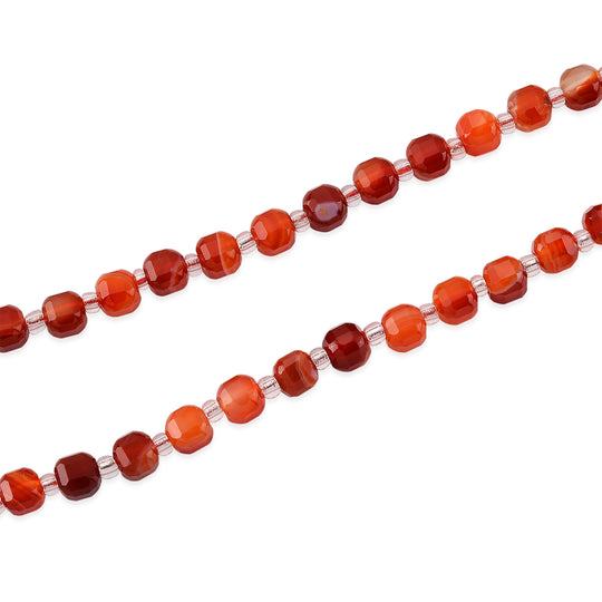 Karneol, Glas Halskette, flexibel, 316L Edelstahl 85.00 ct
