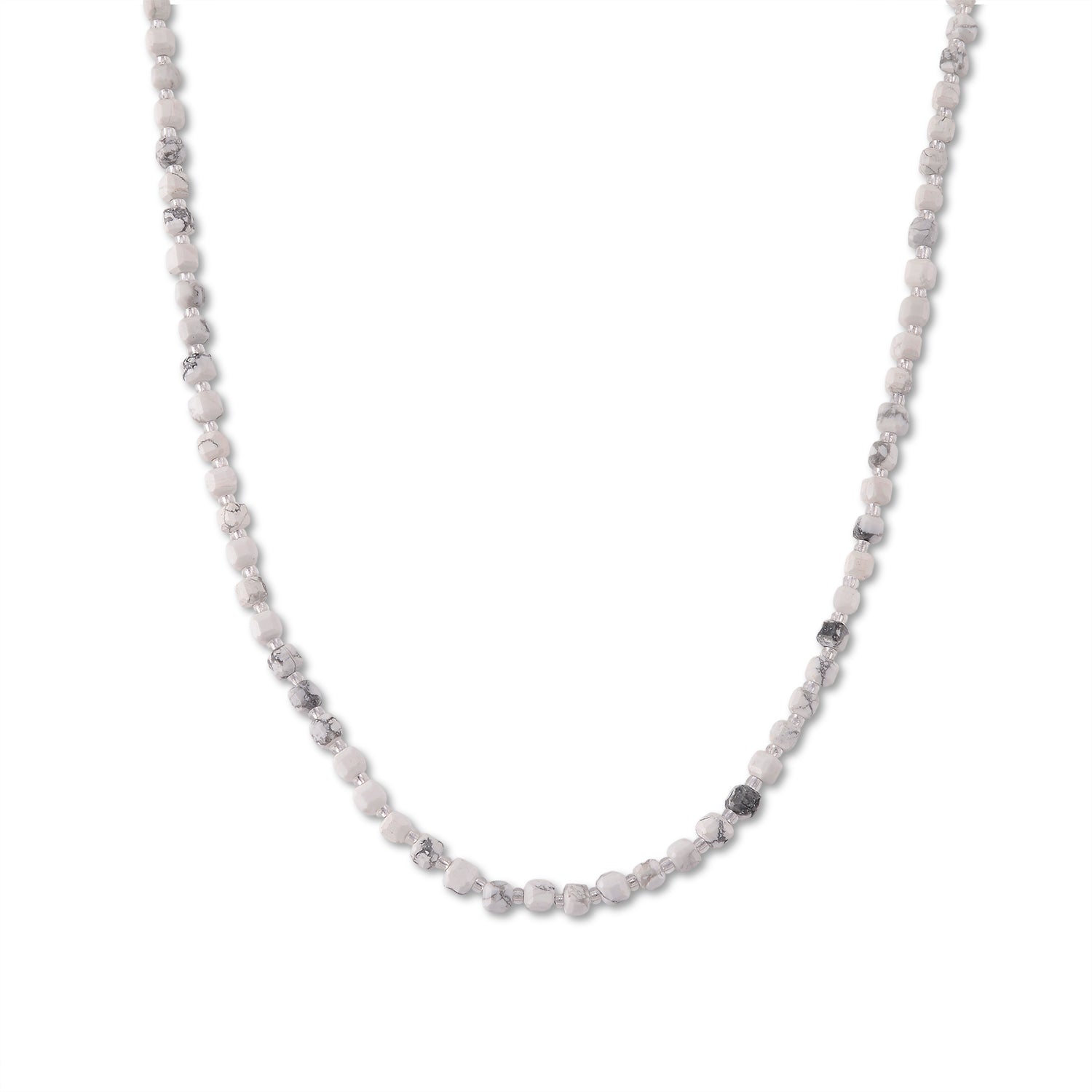 Weißer Howlit, Glas Halskette, flexibel, 316L Edelstahl 85.00 ct