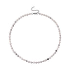 Weißer Howlit, Glas Halskette, flexibel, 316L Edelstahl 85.00 ct