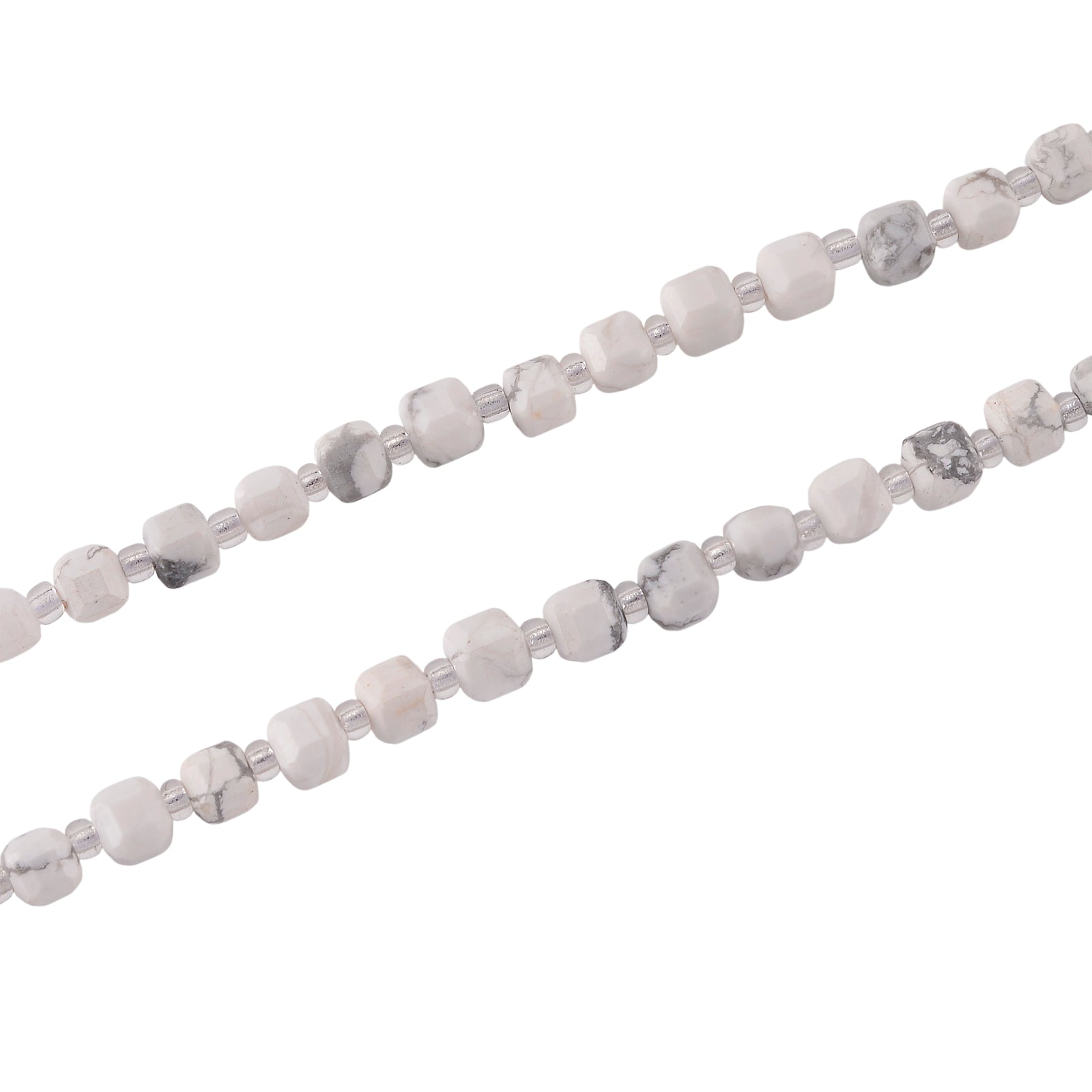 Weißer Howlit, Glas Halskette, flexibel, 316L Edelstahl 85.00 ct