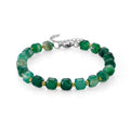Grüner Achat, Glas Armband ca. Flexibles cm 316L Edelstahl 58.00 ct