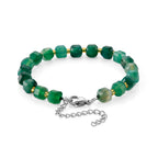 Grüner Achat, Glas Armband ca. Flexibles cm 316L Edelstahl 58.00 ct