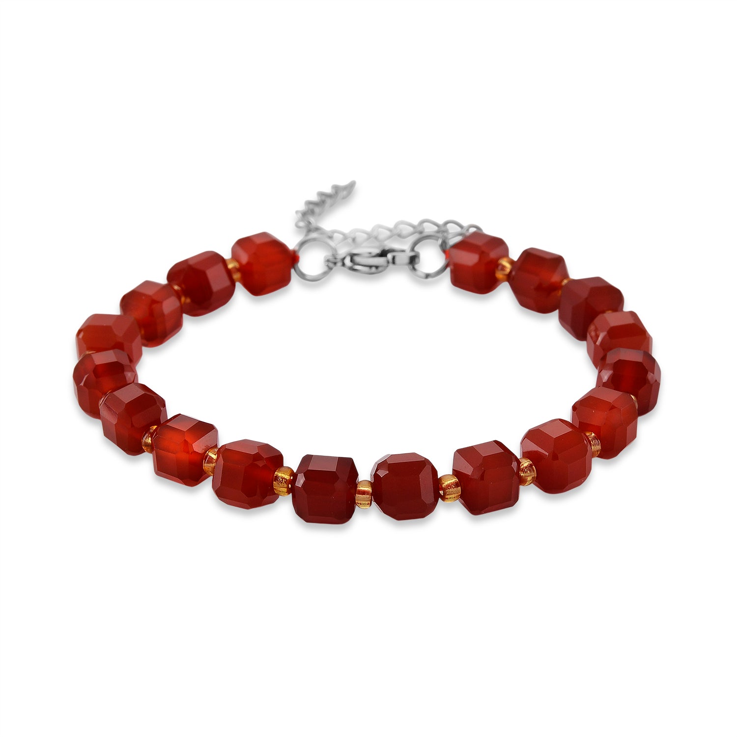 Roter Achat, Glas Armband, flexibel, 316L Edelstahl 58.00 ct